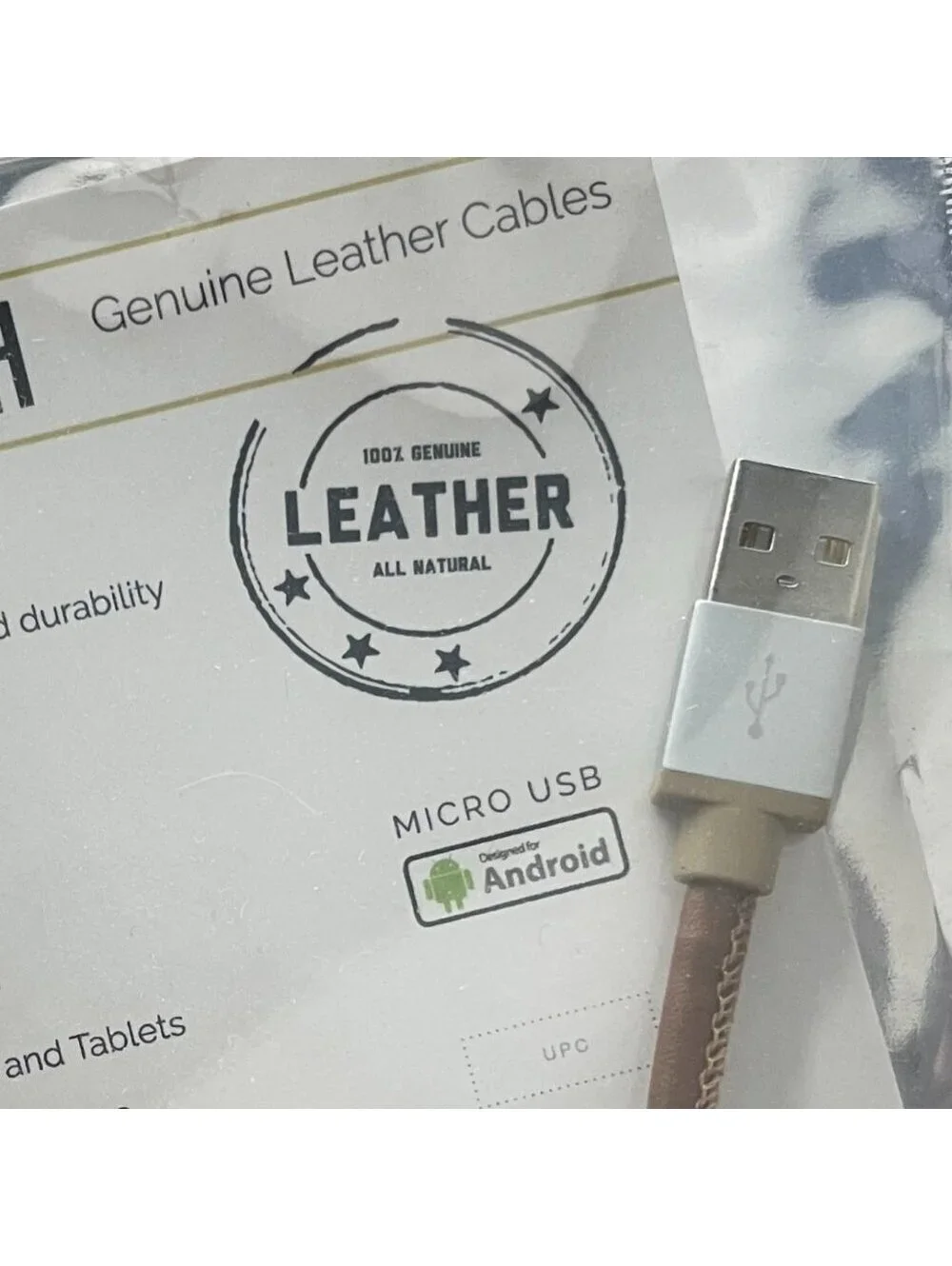 Genuine Leather Charging Cable - Tan - 3FT - NWT